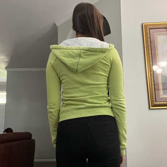 Lime Green Abercrombie Dual Zipper Jacket with Hood - Picture 5 of 6